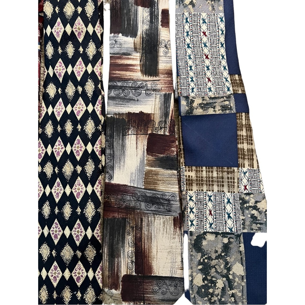 6- NWT Vintage Retro 90’s Y2K Patterned Silk Damon Neck Ties - Picture 4 of 8